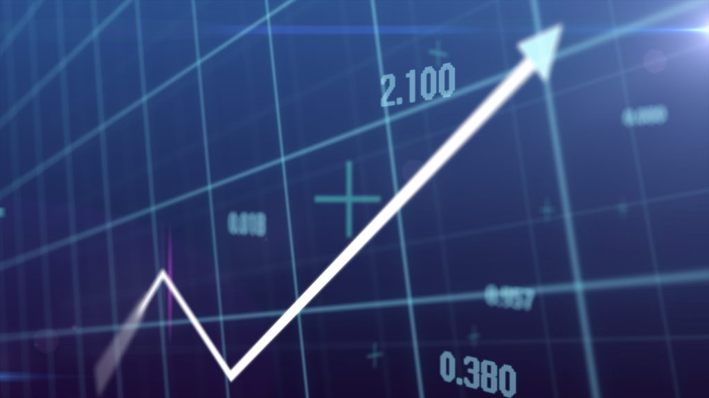 Financial statistics graph rising retail prices in market and inflation rate, crisis concept. 3d Render