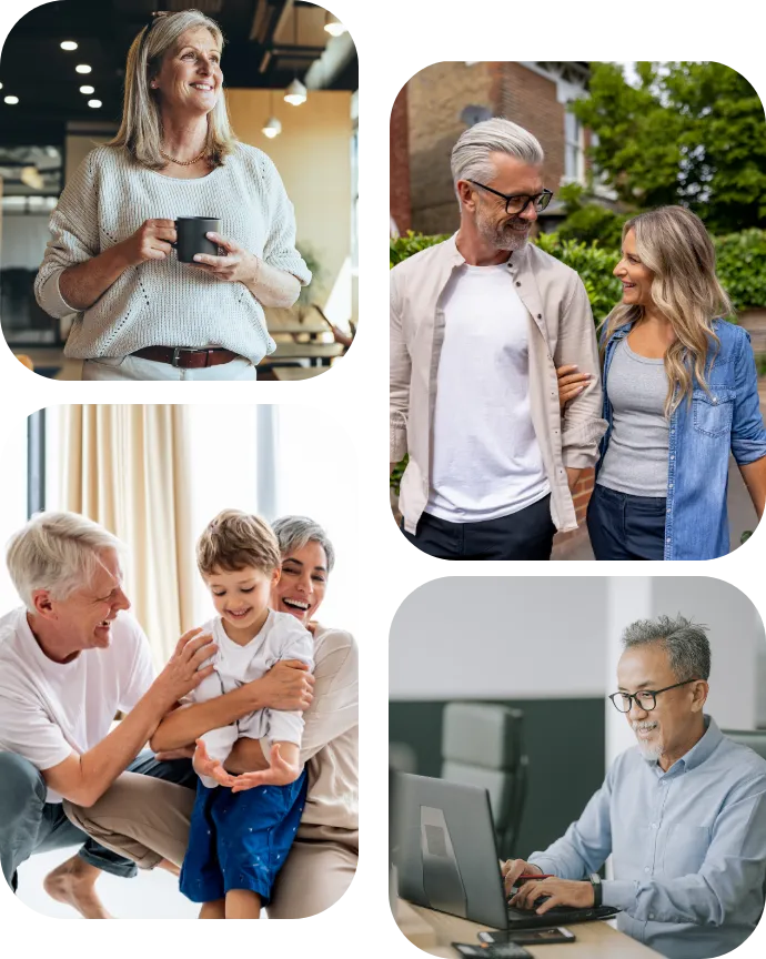 Collage of photos of Anthem Advisor's audience of couples, families, business owners